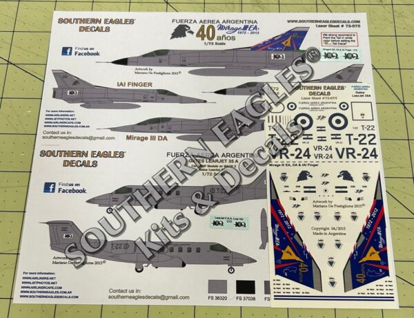 Mirage IIIEA, BA, IAI Finger & Gates Learjet 35A Fuerza Aerea Argentina “Low Vis” schemes