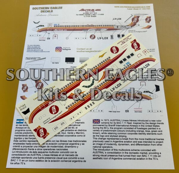BAC 1 11-500 AUSTRAL Lineas Aereas “1974-1978” Red livery scheme