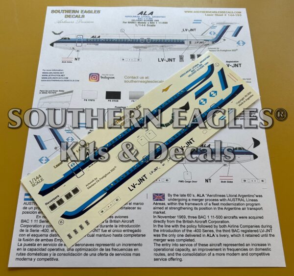 BAC 1 11-500 ALA Lineas Aereas - 1969 delivery scheme