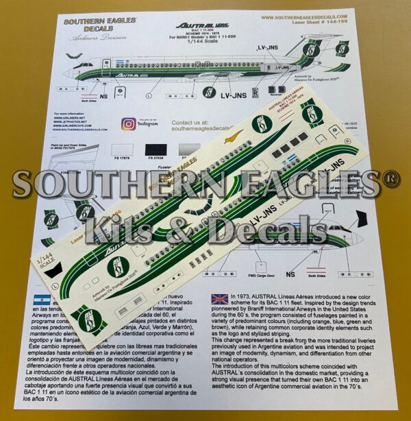 BAC 1 11-500 AUSTRAL Lineas Aereas “1974-1978” Green livery scheme